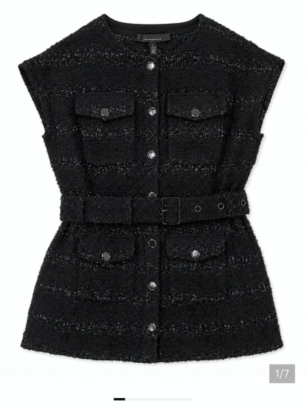 new WHITE HOUSE BLACK MARKET SHIMMERY TWEED longline belted vest xs